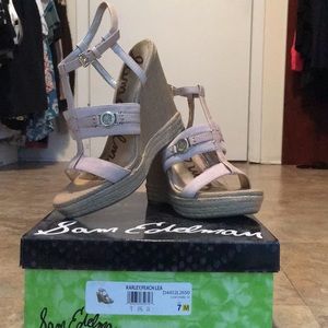 Sam Edelman nude wedge sandals, size 7
